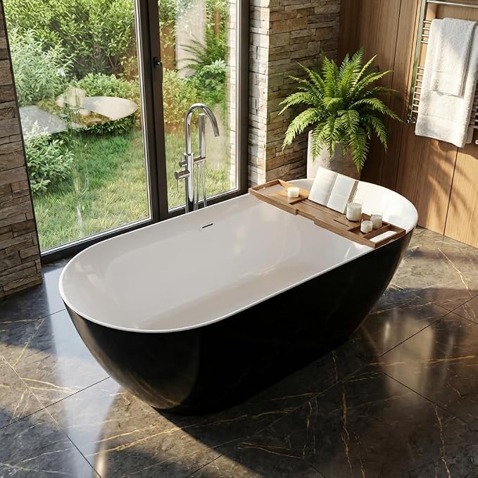 59 Inch Acrylic Freestanding Bathtub, Acrylic Soaking Bathtub by Unknown