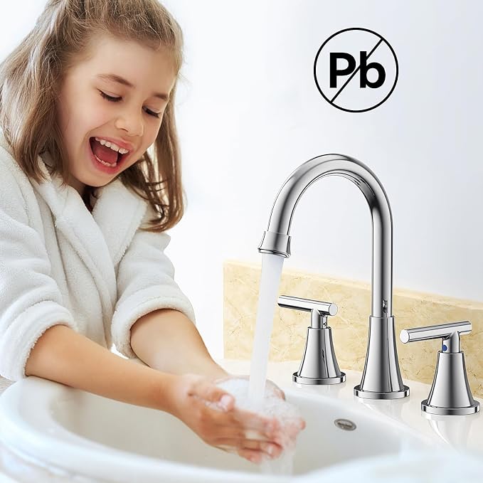 Bathroom Faucets for Sink 3 Hole, Hurran Chrome Bathroom Sink Faucet - Image 6