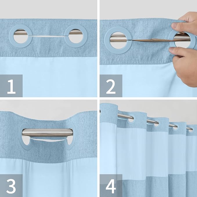 No Hooks Needed Linen Textured Shower Curtain - Image 5