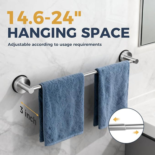 14.6inch~24inch Towel Racks for Bathroom, Adjustable Suction Cup Towel Bar for - Image 2