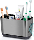 Boperzi Toothbrush and Toothpaste Holder Brushed Nickel Drainage by Boperzi