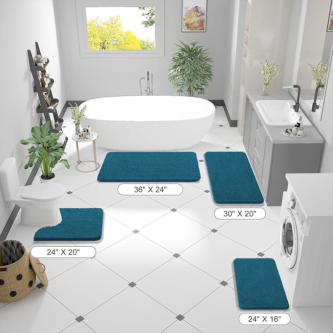 OLANLY Bathroom Rugs 70x46, Extra Soft Absorbent Chenille Bath Rugs, Rubber - Image 2
