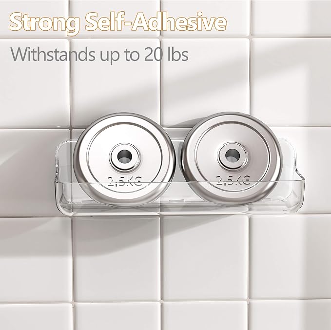 UDD Acrylic Clear Shower Caddy Shower Organizer, Plastic Adhesive Shelf - Image 6
