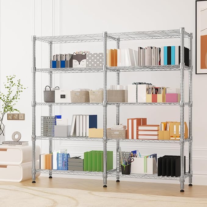 Homdox 5 Tier Storage Shelves, Heavy Duty Wire Shelving Unit, Adjustable Metal - Image 8