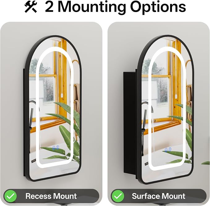 LED Arched Bathroom Medicine Cabinet - Image 4
