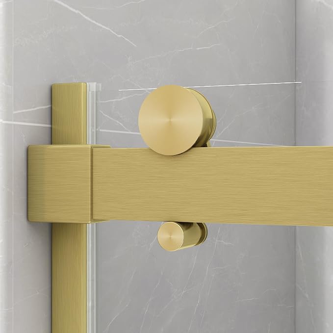 Sunrosa Semi-Frameless Glass Shower Door, 47 2/8" -48" W x 76" H Single Sliding - Image 2