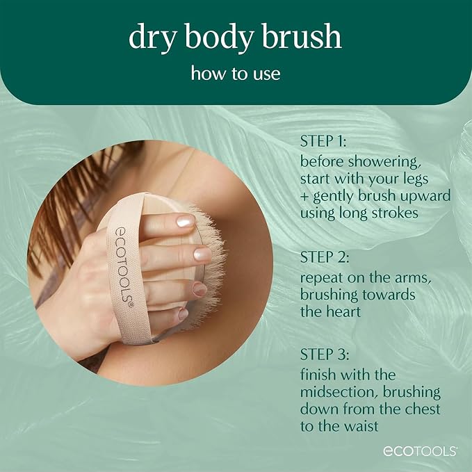 EcoTools Dry Body Brush for Circulation, Dead Skin Removal + Sage Green - Image 5
