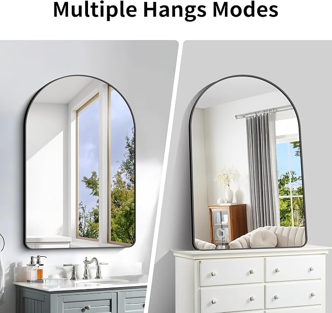 Arched Bathroom Mirror, Wall Mounted Mirror, Living Room, Hanging or Leaning - Image 4