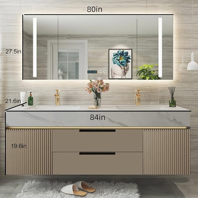 Floating Bathroom Vanity - 84IN Bathroom Vanity - Image 2