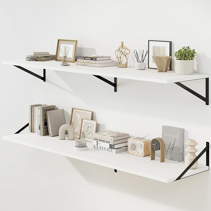 Fun Memories Floating Shelves for Wall, 12 Inch Deep Floating Shelves Set of 2 by FunMemories