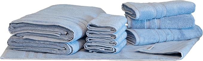 Mosobam Luxury Turkish 10pc Deluxe Bath Bundle Body Hand Face Towel and Mat by Mosobam