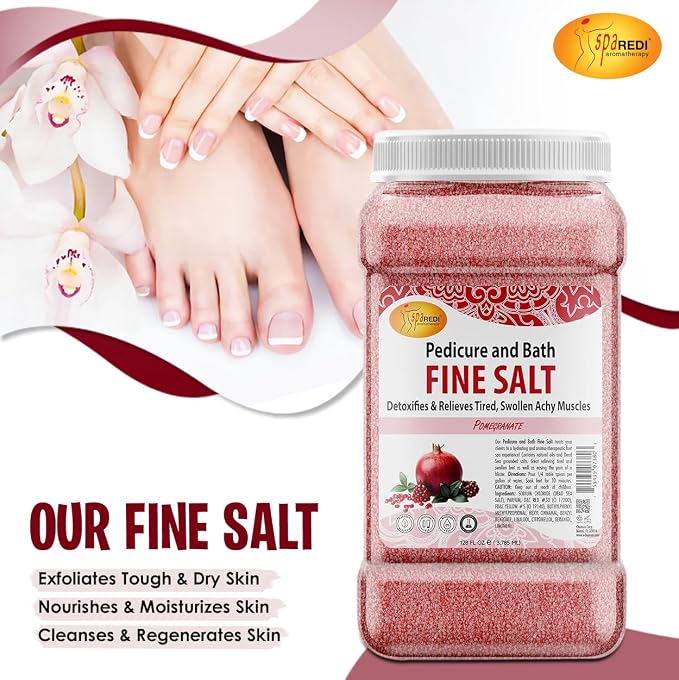 SPA REDI - Detox Foot Soak Pedicure and Bath Fine Salt, Pomegranate, 128 Oz - - Image 7