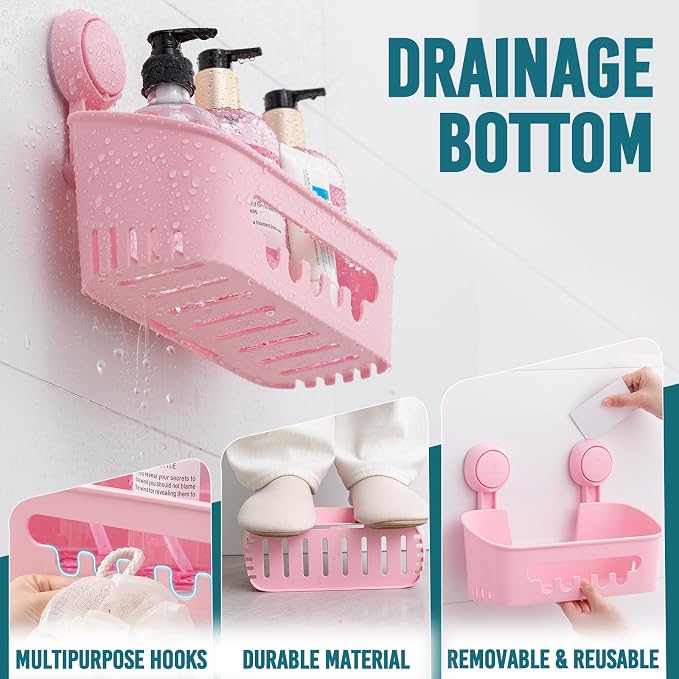 TAILI Shower Caddy Suction Cup 2 Pack, Heavy Duty Bathroom Organizer, Removable - Image 3