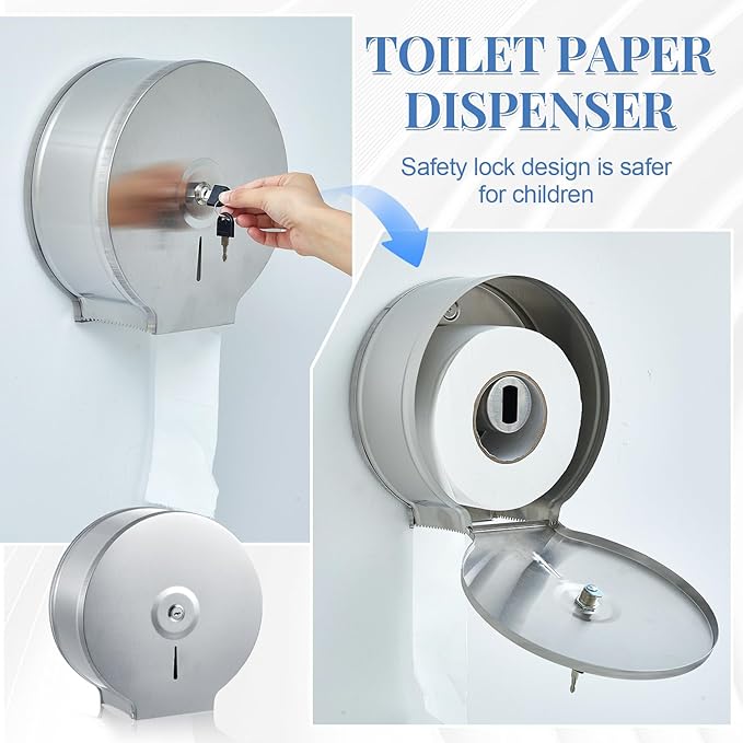 Mifoci 2 Pcs Industrial Toilet Paper Holder Commercial Roll Dispenser Wall - Image 5
