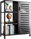 HITNET Black Bathroom Cabinet, Freestanding Storage Cabinet Bamboo Kitchen by HITNET