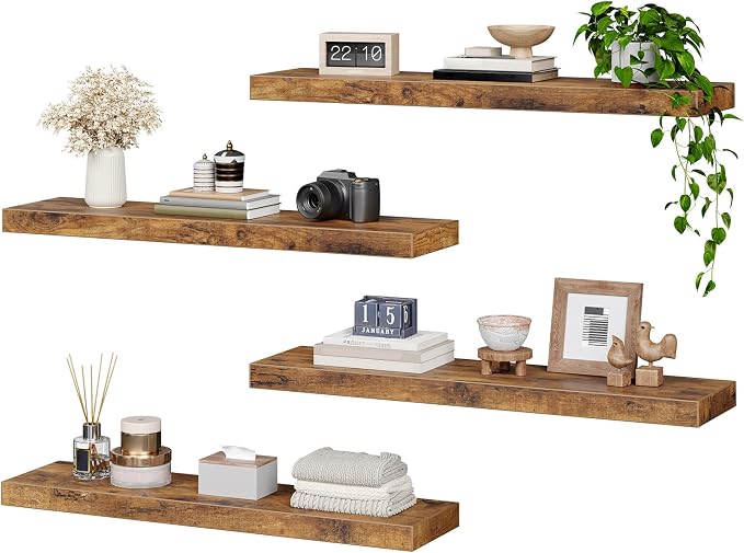 Floating Shelves for Wall, 1.5" Thick Wall Shelf Set of 4 - Image 7