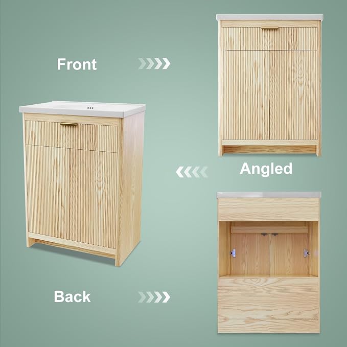 24 Inch Bathroom Vanity with Sink, Bathroom Vanity Cabinet with Single Sink - Image 6