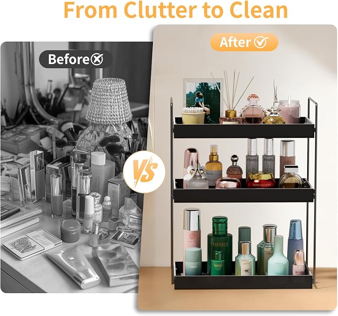 Bathroom Countertop Organizer, 3 Tier Metal Vanity Counter Skincare Shelf - Image 6