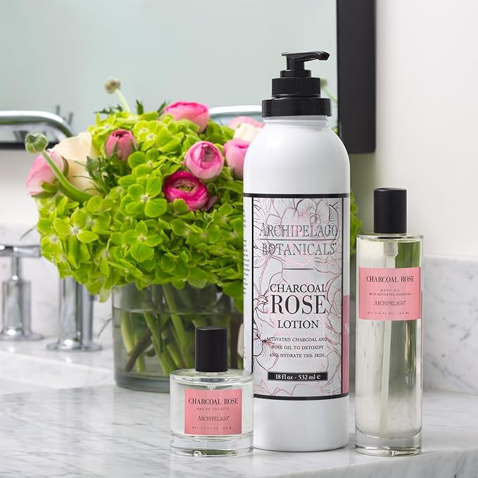 Archipelago Botanicals Charcoal Rose Lotion, Hydrating Charcoal & Rose Body - Image 5