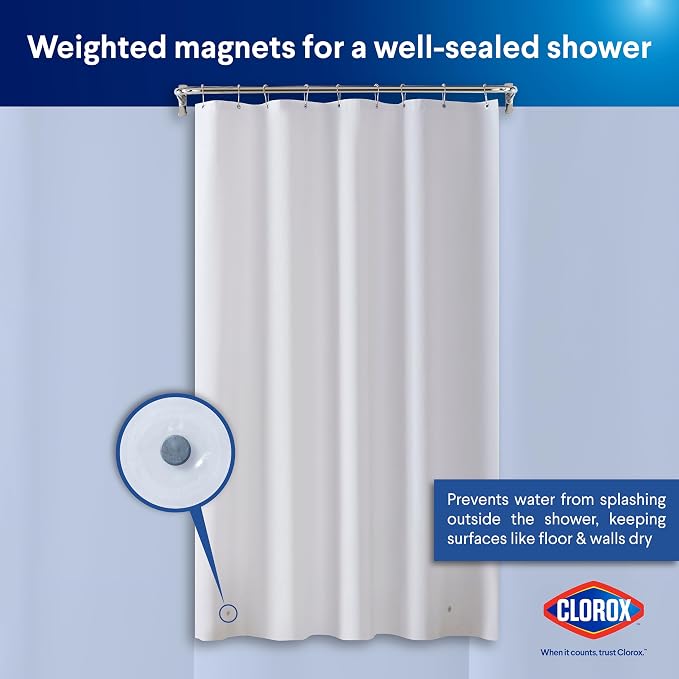 CLOROX Shower Curtain Liner, Premium Medium-Weight Durable Waterproof 6g PEVA - Image 8