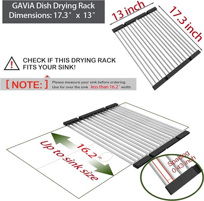 GAViA Roll Up Dish Drying Rack Over The Sink Drying Rack Stainless Steel Sink - Image 2