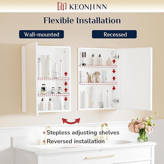Keonjinn 48 x 26 Inch Medicine Cabinet, Assembly Required, Lightweight - Image 5