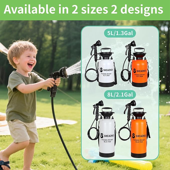 2.1 Gallon/8L Portable Shower, 10 Spray Modes, No Power Needed, Insulated - Image 8