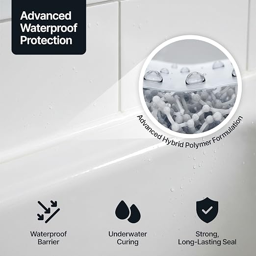 Bright White Kitchen Bathroom Hybrid Polymer Sealant Adhesive 13.1oz All in One - Image 4