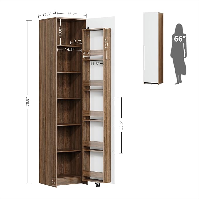 IRONCK 70" Pantry Storage Cabinet, Single Cabinet Pantry, Freestanding Tall - Image 3
