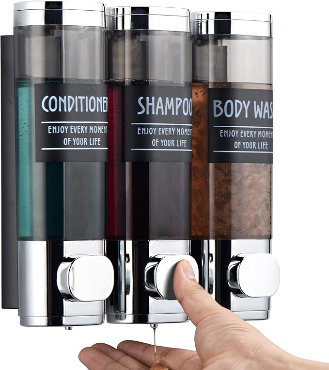 Shampoo and Conditioner Dispenser, GlintGath Shower Dispenser 3 Chamber No by GlintGath