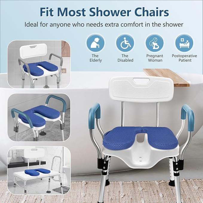 Shower Seat Cushion for Shower Bench, U Shape Shower Chair Cushion Pillow for - Image 6