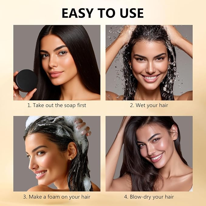 Black Hair Soap Bar with Bamboo Charcoal & Herbal Extracts - Image 8