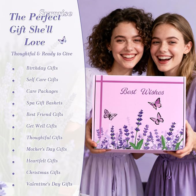 Birthday Gifts for Women Self Care Gifts Set, Lavender Spa Gift Basket Care - Image 7
