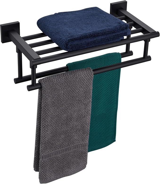 KOKOSIRI Bath Towel Rack with Double Towel Bars 16-Inch Bathroom Towel Shelves by KOKOSIRI