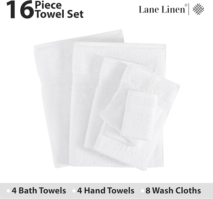 LANE LINEN 100% Mercerized Cotton Luxury Bathroom Towel Set - Image 4