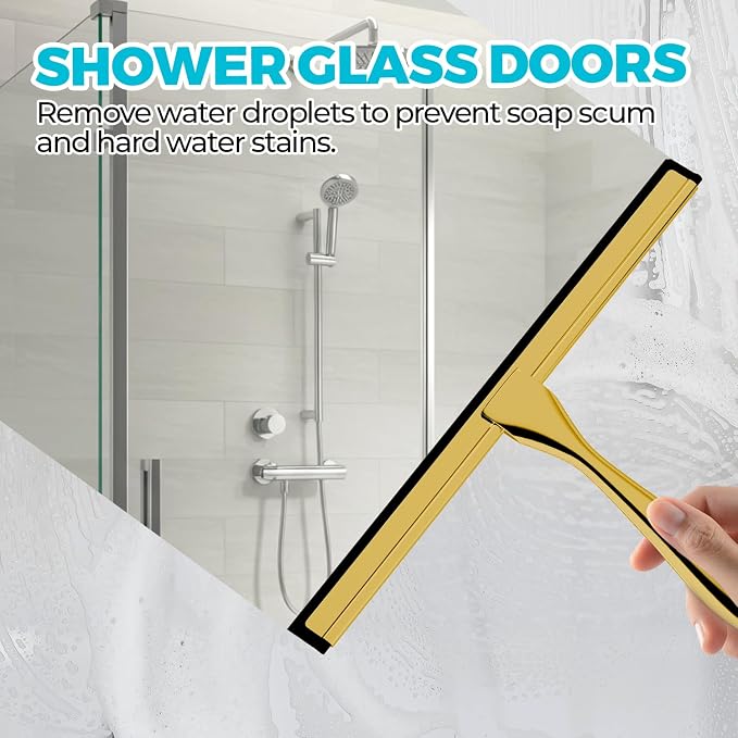12-Inch Golden All-Purpose Shower Squeegee - Image 3