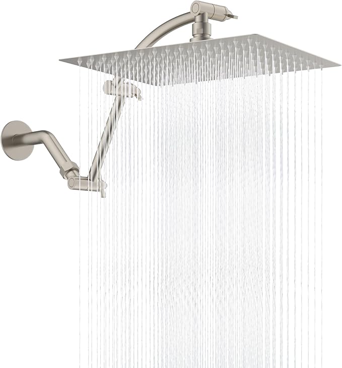 Hibbent All Metal cUPC Certified Rain Shower Head, Brass Adjustable Shower Arm by Hibbent
