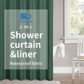 2-in-1 Waterproof Fabric Shower Curtain or Liner, Linen Textured, Breathable by THAIGEE