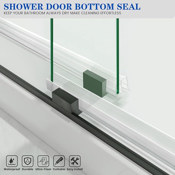 Bathroom Framless Shower Glass Door Bottom Seal Strip, to Stop Water Leakage - Image 5