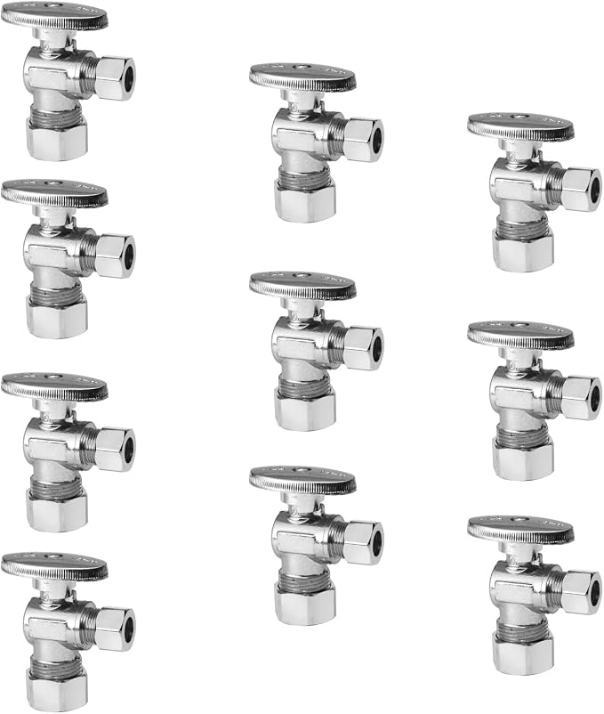 10-Pack EFIELD Angle Stop Valve 1/2" Nominal Compression x 3/8" OD by EFIELDPEXTUBING