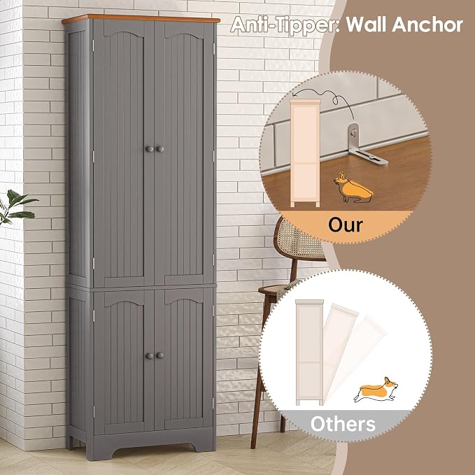 72.2'' Pantry - 4 Door Kitchen Cabinet - Image 5