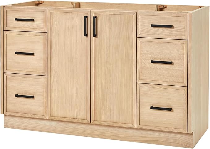 ARIEL Kelly 54 inch Bathroom Vanity Without Sink in White Oak, Bathroom Base - Image 5