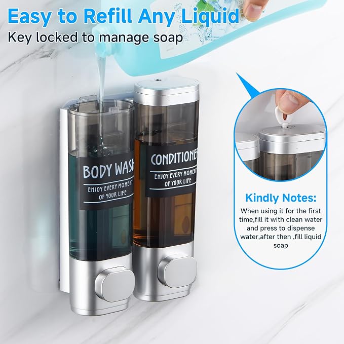 Shampoo and Conditioner Dispenser, GlintGath Shower Dispenser 2 Chamber No - Image 5