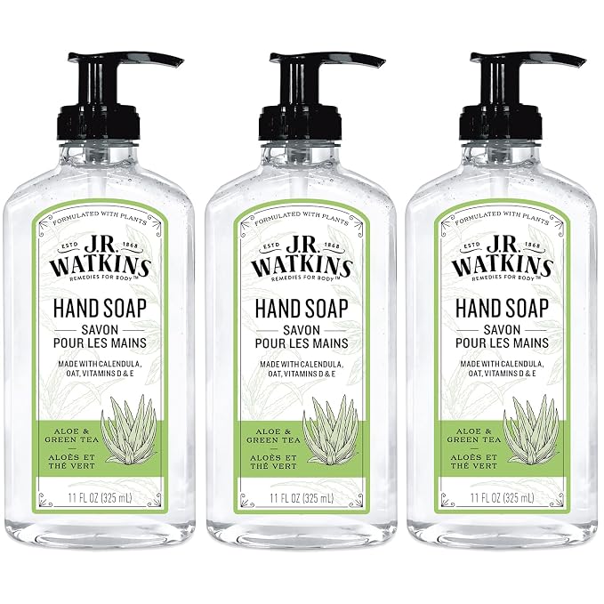 J.R. Watkins Gel Hand Soap, 3 Pack of 11 Fl Oz, Aloe & Green Tea by JRWatkins
