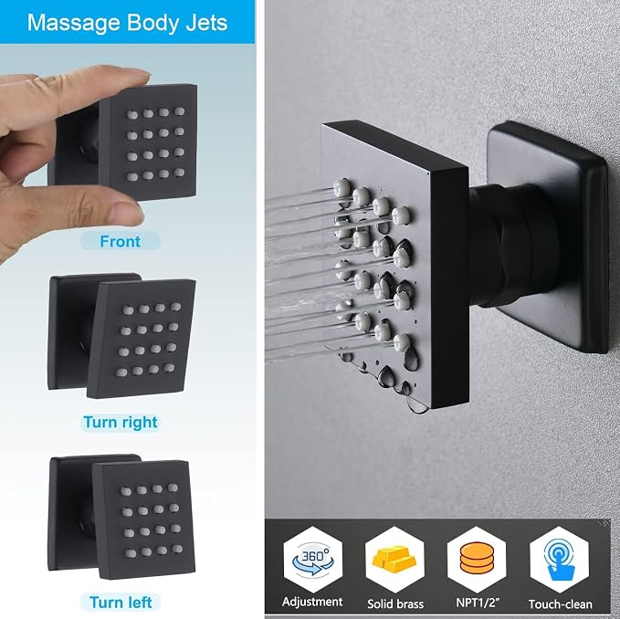 Oil Rubbed Bronze Thermostatic Shower System 4 Way Full Body Shower System - Image 7