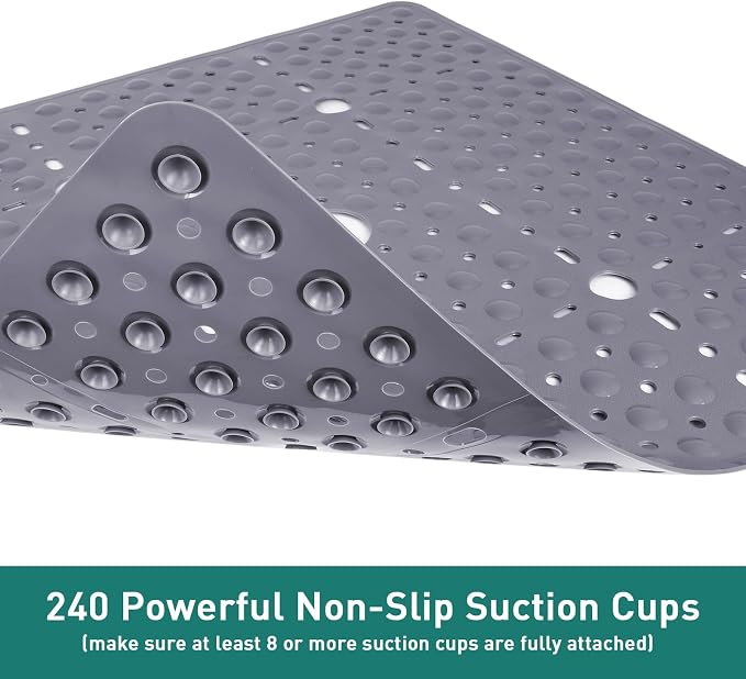 Large Gray Square Shower Mat Non Slip 27 x 27 Inch, Soft Bath Mat Bathtub Mat - Image 4