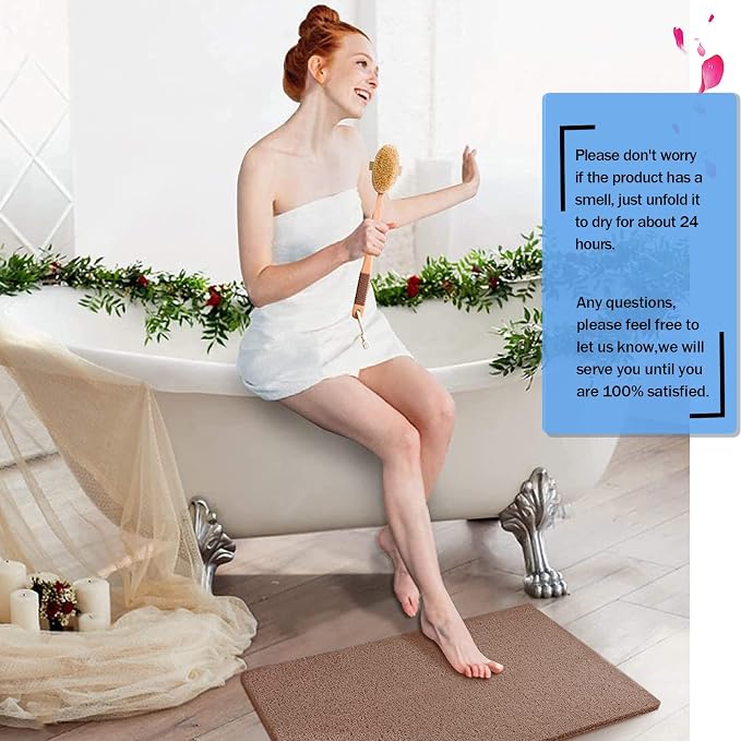 godehone Shower Mats Non Slip Without Suction Cups, PVC Loofah Bathroom Mats - Image 5
