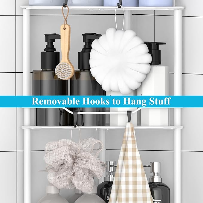 4 Tier Floor Standing Corner Shower Caddy Organizer Shelf - Image 5