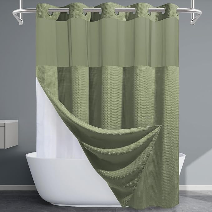 Sage Green Long Hotel Shower Curtain by EUTXL