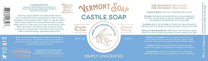 Vermont Castile Soap Unscented, Gentle Liquid Soap - Image 8